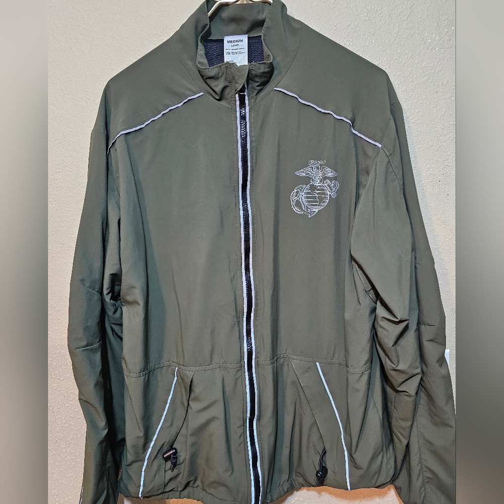 US Marines Corps New Balance Green Jacket Logo Running Track Size medium long
